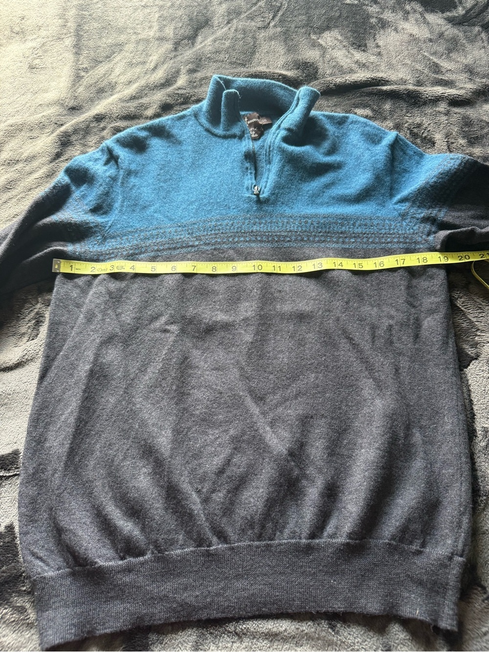 Black Brown 1826 Men's Teal and Navy Half-Zip Sweater - Picture 4 of 7